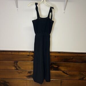 AGSEEM Amazon Black Ribbed Tie Spaghetti Strap Square Neck‎ Knit Dress- Small